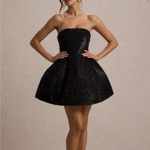 Club L London Sparkling Black Strapless Dress